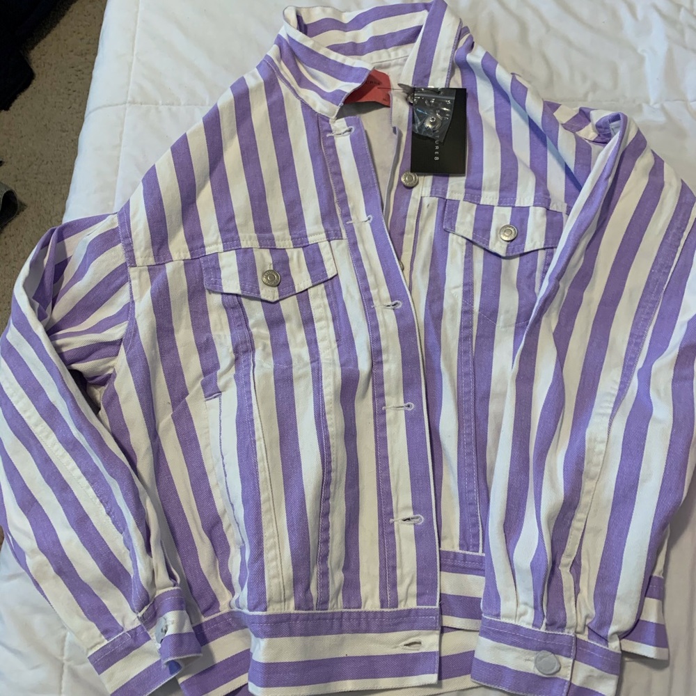 Purple & White Denim Jacket